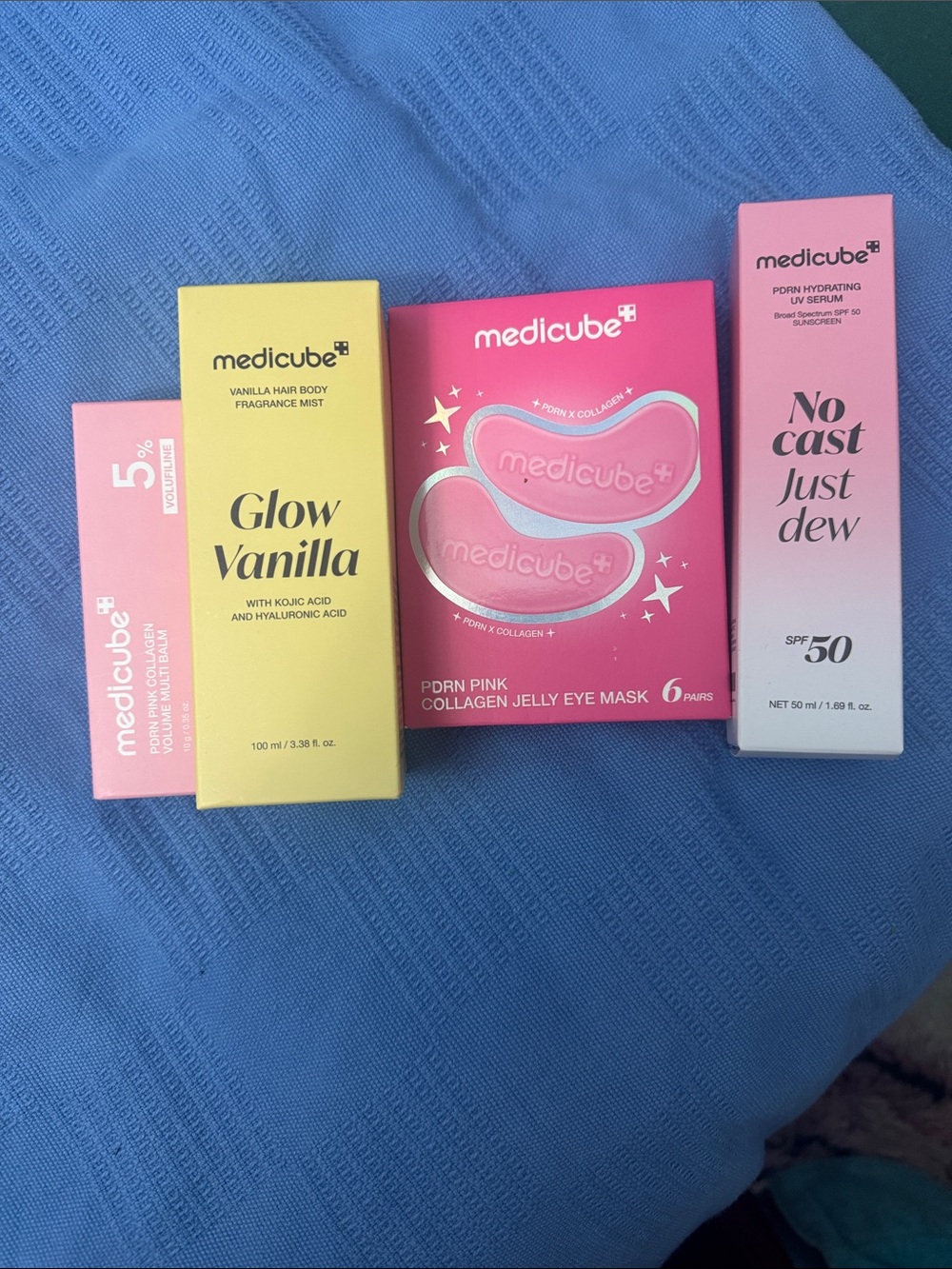 NIB Medicube Hair/Body Glow Mist, SPF50 Sunscreen,PDRN Stick, Eye Patches